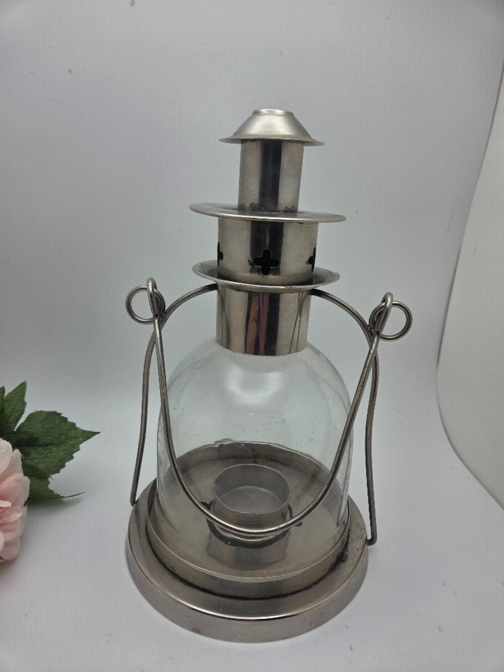Vintage Rustic Hanging Lantern Metal Glass Candleholder